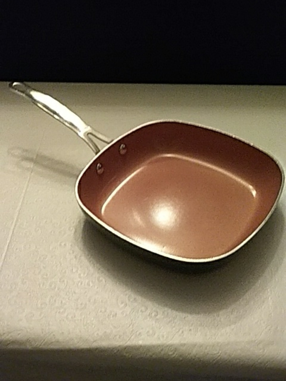 Copper-Tone Square Nonstick Fry Pan with Stainless Handle